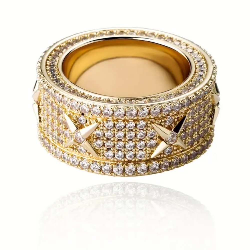 Amazing X Statement Ring with Zircon Paved Stones